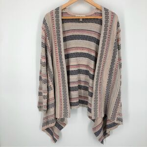 Knox Rose Cardigan Womens Large Waterfall Open Front Flowy Artsy Geometric‎